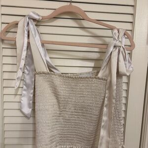 Elegant Cream Tank Top with Bow Straps